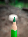 Close up macro shot of wooden green colorÃÂ pencil. Royalty Free Stock Photo